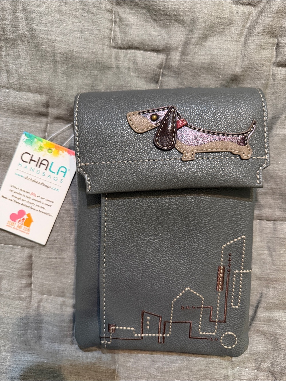 Chala Gray Dachshund Crossbody Purse/Phone Pouch